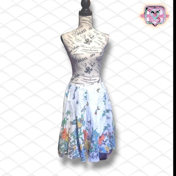 Vintage Pinup Butterfly Floral Spring Circle Skirt, Medium - Picture 5 of 6